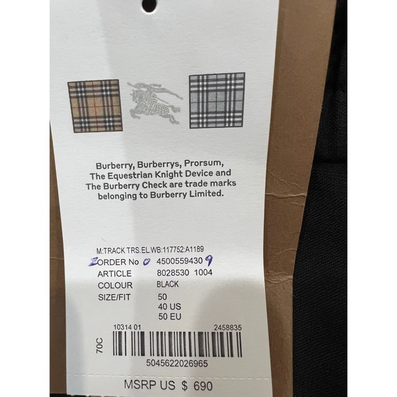 Man BURBERRY STRIPE TRACK PANTS BLACK Size 40 - Picture 10 of 10